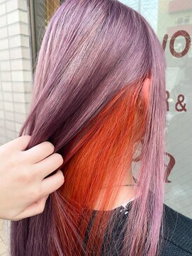 派手髪最強 かわいい ピンクラベンダー オレンジ L ジパングペイント 押上店 Zipangu Paint のヘアカタログ ホットペッパービューティー