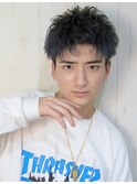 20代30代ジェットモヒカン/アッシュブルー/ツーブロック刈り上げ