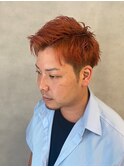 イメチェンレッドブリーチカラー刈り上げ束感ショート【新大阪】