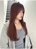 ビビットピンク×ロングレイヤー　いわき美容室