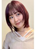 顔まわりレイヤー/くびれヘア/アプリコットオレンジ夏/20代/30代