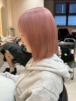 ヒビヲ(HIBIO) 横浜ミルクティーピンクベージュタッセルボブ外ハネボブレイヤー