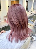 1ブリーチピンクハイトーンレイヤーカット横浜N