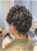 しっかりパーマ、ソフトウルフ、メンズスタイル