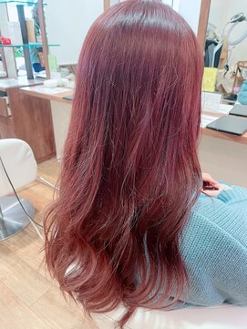 ジップ 浜田店(zip) 愛されボルドーカラー◎ゆるふわロング