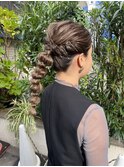 ピンアレンジ　ヘアセット　ローポニー　たまねぎヘア　結婚式