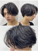 ナチュラルセンターパート×ニュアンスパーマ