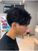 ツイストパーマツーブロックセンターパートスパイラルパーマ