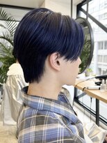 ニュアージュ 表参道 南青山(Nuage’) メンズショート/ネイビーブルーブラック/センターパートウルフ