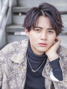 シティ(CITY) フェザーパーマブルーブラックサーフカールスパイキーショート