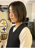 前髪なし顎ラインニュアンスボブ