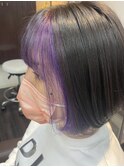 ボブ＊セクションカラー×ドレンドペールパープル