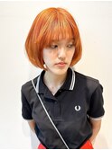 オレンジボブぱつっとボブ20代30代髪型