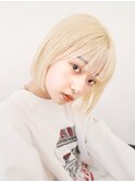 ボブ/ブロンド/ケアブリーチ/ホワイト/ハイトーン/ワンレン