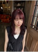レッドカラー/10代トレンドヘア/セミロング