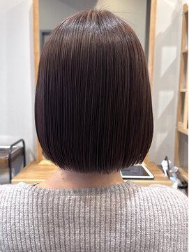 グラッシー センター北店(GLASSI) 縮毛矯正×小顔似合わせぱっつんボブ★ダークグレーバイオレット