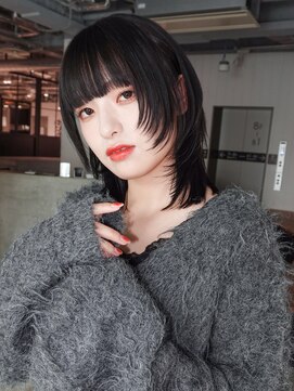 アルバム 池袋(ALBUM) 黒髪ボブルフ透明感カラーウルフレイヤーロング_F30473