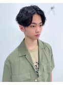 センターパート×スパイラルパーマ【柿本拓】