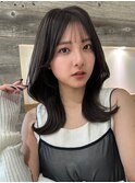 グレージュカラーフェイスレイヤーくびれヘア【肥田亜沙美】