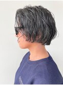 モテ髪ダークアッシュこなれミディデジタルパーマ大人美人