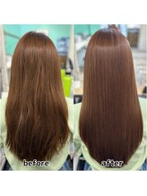 キューティクルや髪の内部の組織を壊さずストレート