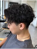 波巻きパーマメンズパーマメンズヘアツーブロックツイストパーマ