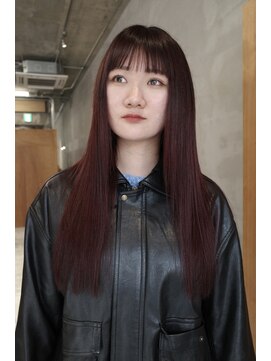 ウェウェ(wewe) ワイドバング×ワインレッド透明感大人カラー