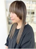 マッシュロング　アンブレラカラー　ミルクティブロンド