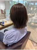 ベージュブラウン・ボブ・切りっぱなし