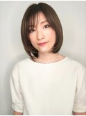 斜めバングワンカールストレートミディアムp1戸頭20代30代40代