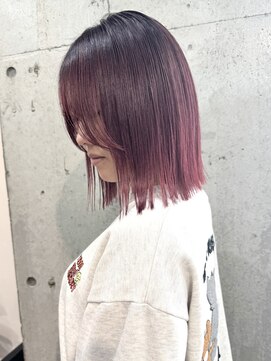 ムード(mood) ボルドーカラー/ダブルカラー/レッド/ピンク/ボブ/ブリーチ