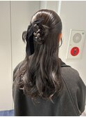 ハーフアップ/お呼ばれ/タイトヘア/ふわふわヘア/結婚式アレンジ