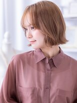 カバーヘア 上尾西口店(COVER HAIR)&nbsp;コーラルベージュブリーチなし顔周りレイヤーボブc8上尾20代30代