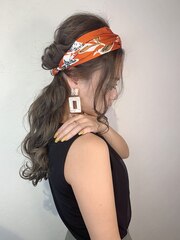 ヘアバンドアレンジ☆シナモンベージュ