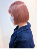 【村上慶登】ピンクカラー ハイトーン ピンクベージュ ボブ 20代