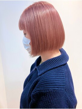 ラミエバイメルト 下北沢(lamie by melt) 【村上慶登】ピンクカラー ハイトーン ピンクベージュ ボブ 20代