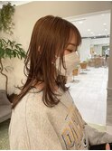 ロングレイヤーカット×オレンジカラー