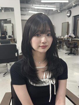 ハピネス 梅田茶屋町店(HAPPINESS) ミディアムレイヤー/韓国ヘア/ウルフ/顔周りカット/髪質改善