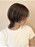 透明感ココアブラウン×ショートウルフ