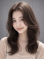 ロティー 天神(loty)&nbsp;レイヤーカット 顔周り センターパート 韓国 赤み消しベージュ