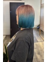 桃の木 ヘアー(桃の木 hair) ピンク&ターコイズグラデーション