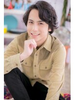 ミック ヘアアンドメイク アップ 駒込店(miq Hair&Make up)&nbsp;ニュアンスウェーブの黒髪メンズミニウルフc1