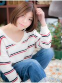大人かわいいセンターパート小顔前下がりボブc4上尾20代30代40代