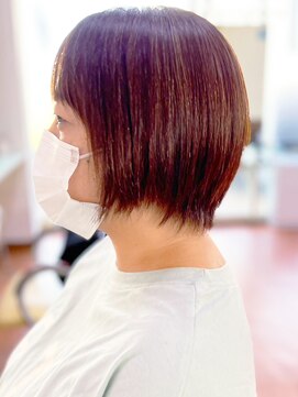 アークスヘアー 透明感♪髪質改善カラー丸みショートボブブラウン小顔艶感