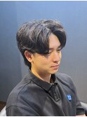 ビジネスツーブロックウルフ ナチュラルパーマ センターパート