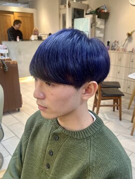 テトラ バイ ネオリーブ 横浜西口店(tetra by neolive) ブリーチ　メンズカラー　ブルー　横浜