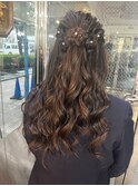 《momoka》卒業式ヘアセット　お花　ハーフアップ
