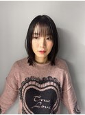 小顔/ネビージュ/ボブルフ/黒髪/ワンレン/田町芝浦