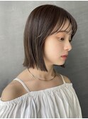 似合わせカット切りっぱなしボブメルティカラーマロンベージュ