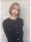 ワンブリーチミルクティーベージュ×ミニボブ【福岡博多】